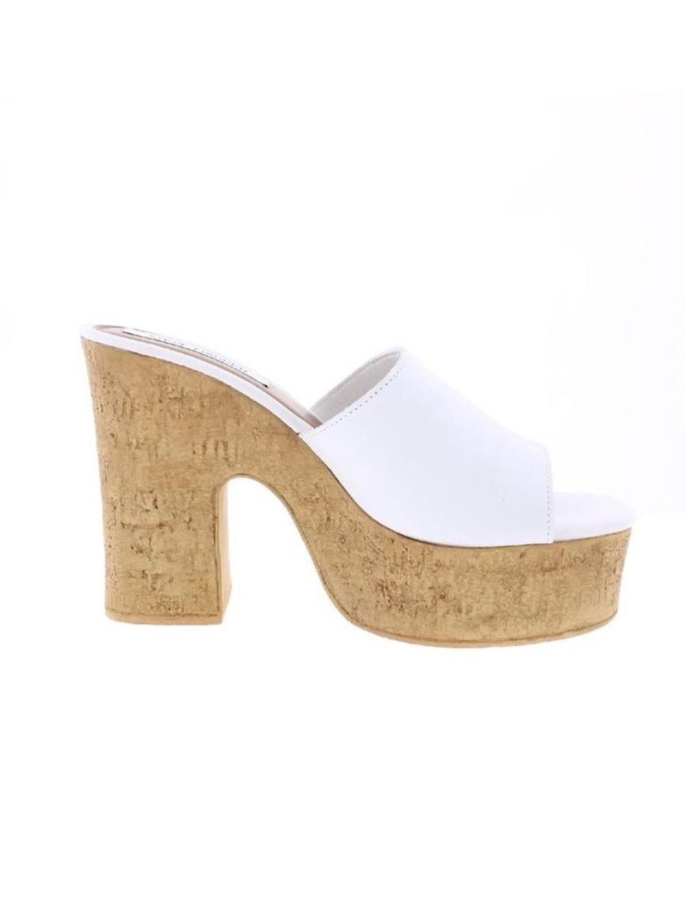 Steve Madden Womens Mardi White Leather Cork Platform Sandals Shoes, Sz 9